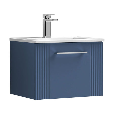 [BFPF391B] Belvide Retro Partial Fluted 1 Drawer Wall Hung Vanity Basin Unit with Minimalist Basin, Choice of Size and Colour - Cutout