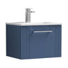 [BFPF391B] Belvide Retro Partial Fluted 1 Drawer Wall Hung Vanity Basin Unit with Minimalist Basin, Choice of Size and Colour - Cutout