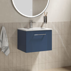 [BFPF391B] Belvide Retro Partial Fluted 1 Drawer Wall Hung Vanity Basin Unit with Minimalist Basin, Choice of Size and Colour
