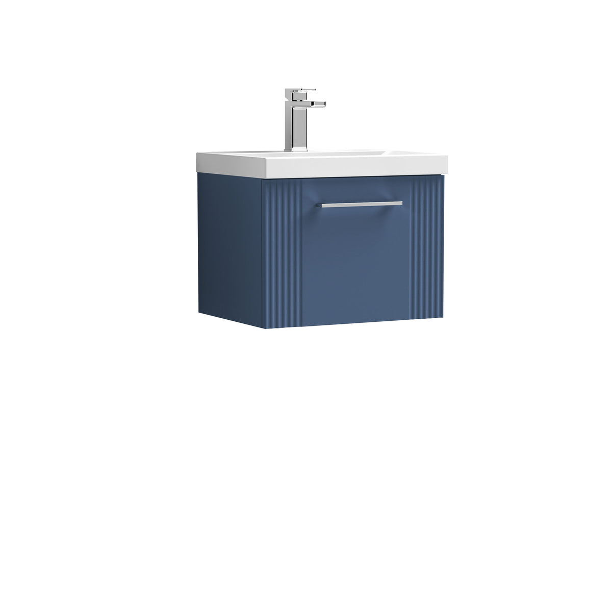 [BFPF391D] Belvide Retro Partial Fluted 1 Drawer Wall Hung Vanity Basin Unit with Thin-Edge Basin, Choice of Size and Colour - Cutout