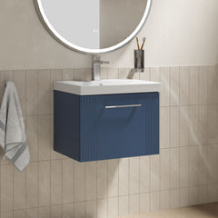 [BFPF391D] Belvide Retro Partial Fluted 1 Drawer Wall Hung Vanity Basin Unit with Thin-Edge Basin, Choice of Size and Colour - Lifestyle 3