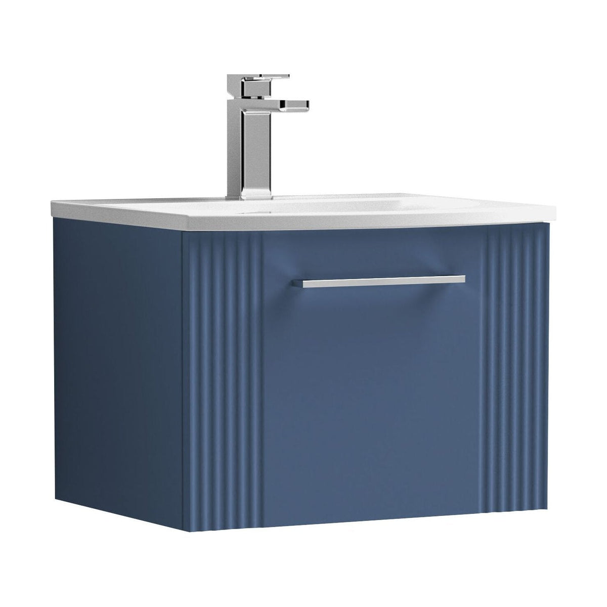 [BFPF391G] Belvide Retro Partial Fluted 1 Drawer Wall Hung Vanity Basin Unit with Curved Basin, Choice of Size and Colour - Cutout