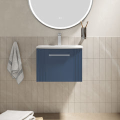 [BFPF391G] Belvide Retro Partial Fluted 1 Drawer Wall Hung Vanity Basin Unit with Curved Basin, Choice of Size and Colour - Lifestyle 1