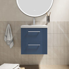 [BFPF392A] Belvide Partial Fluted 2 Drawer Wall Hung Vanity Unit with Mid-Edge 1 Tap Hole Ceramic Basin - Lifestyle 1