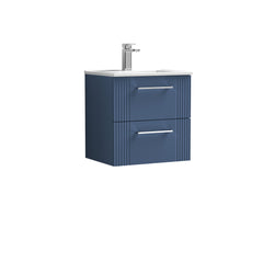 [BFPF392B] Belvide Retro Partial Fluted 2 Drawer Wall Hung Vanity Basin Unit with Minimalist Basin, Choice of Size and Colour - Cutout