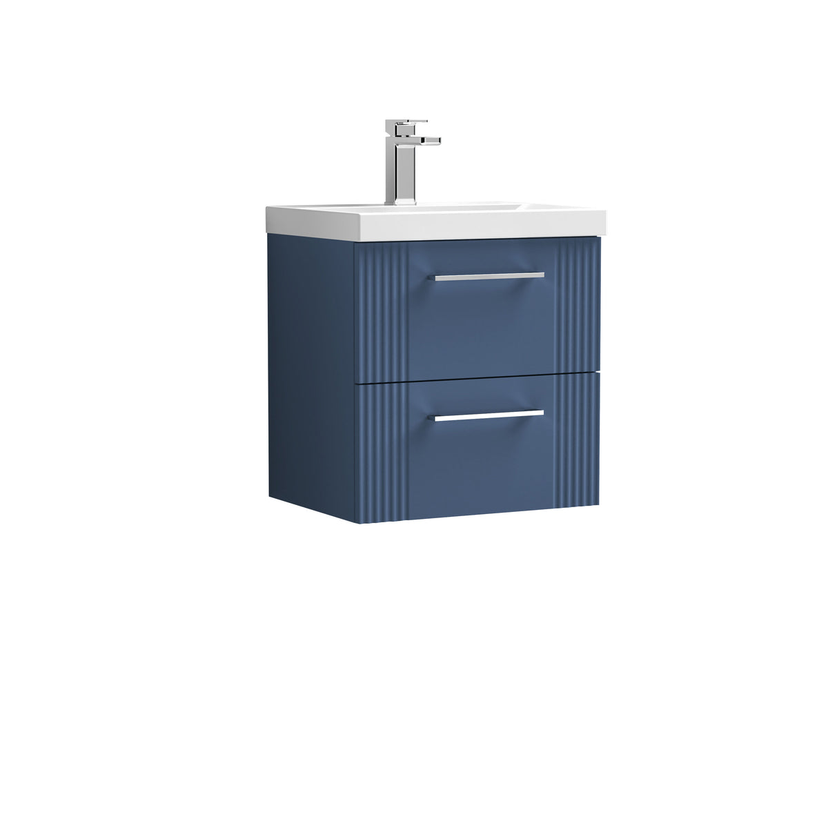 [BFPF392D] Belvide Retro Partial Fluted 2 Drawer Wall Hung Vanity Basin Unit with Thin-Edge Basin, Choice of Size and Colour - Cutout