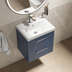 [BFPF392D] Belvide Retro Partial Fluted 2 Drawer Wall Hung Vanity Basin Unit with Thin-Edge Basin, Choice of Size and Colour - Lifestyle 2
