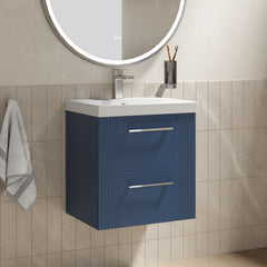 [BFPF392D] Belvide Retro Partial Fluted 2 Drawer Wall Hung Vanity Basin Unit with Thin-Edge Basin, Choice of Size and Colour - Lifestyle 3