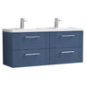 [BFPF393C] Belvide Retro Partial Fluted 4 Drawer Wall Hung Vanity Basin Unit with Double Polymarble Basin, Choice of Colour - Cutout