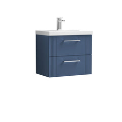 [BFPF393D] Belvide Retro Partial Fluted 2 Drawer Wall Hung Vanity Basin Unit with Thin-Edge Basin, Choice of Size and Colour - Cutout