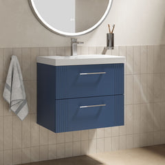 [BFPF393D] Belvide Retro Partial Fluted 2 Drawer Wall Hung Vanity Basin Unit with Thin-Edge Basin, Choice of Size and Colour - Lifestyle 3