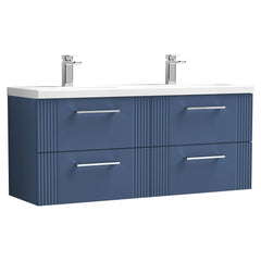 [BFPF393F] Belvide Retro Partial Fluted 4 Drawer Wall Hung Vanity Basin Unit with Double Ceramic Basin, Choice of Colour - Cutout