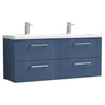 [BFPF393F] Belvide Retro Partial Fluted 4 Drawer Wall Hung Vanity Basin Unit with Double Ceramic Basin, Choice of Colour - Cutout