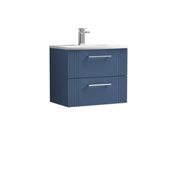 [BFPF393G] Belvide Retro Partial Fluted 2 Drawer Wall Hung Vanity Basin Unit with Curved Basin, Choice of Size and Colour - Cutout