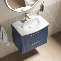 [BFPF393G] Belvide Retro Partial Fluted 2 Drawer Wall Hung Vanity Basin Unit with Curved Basin, Choice of Size and Colour - Lifestyle 2