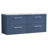 [BFPF393LBG2] Belvide Retro Partial Fluted 2 Drawer Wall Hung Vanity Unit with Bellato Grey Laminate Worktop, Choice of Colour - Cutout