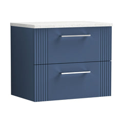 [BFPF393LSW] Belvide Retro Partial Fluted 2 Drawer Wall Hung Vanity Unit with Sparkling White Laminate Worktop, Choice of Size and Colour - Cutout