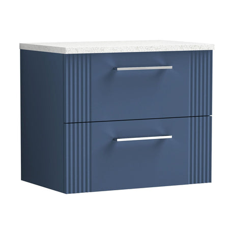 [BFPF393LSW] Belvide Retro Partial Fluted 2 Drawer Wall Hung Vanity Unit with Sparkling White Laminate Worktop, Choice of Size and Colour - Cutout