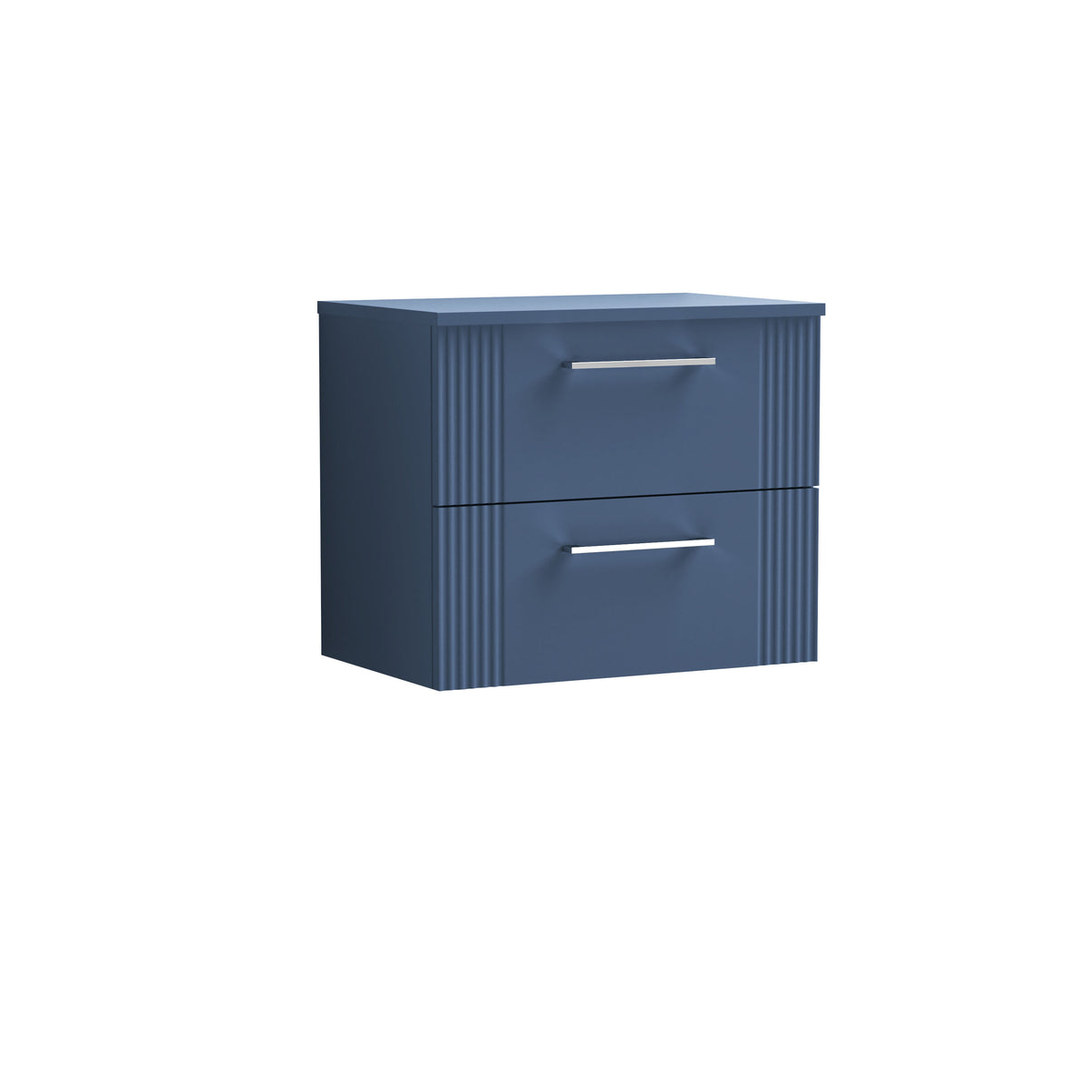 [BFPF393W] Belvide Retro Partial Fluted 2 Drawer Wall Hung Vanity Unit with Colour Coordinating Worktop, Choice of Size and Colour - Cutout