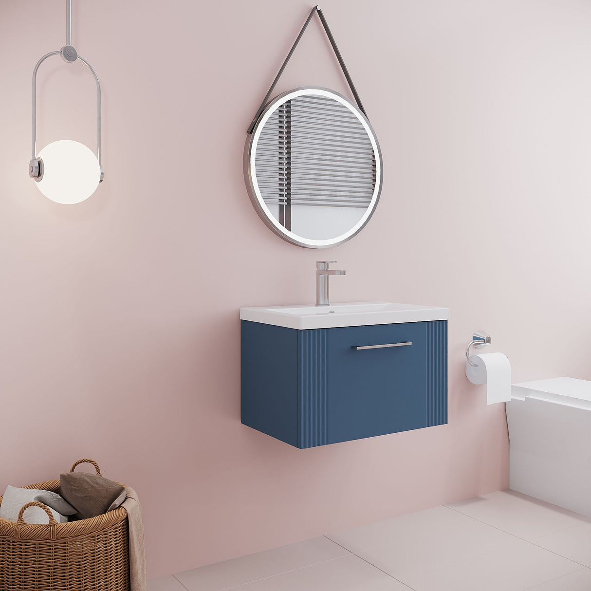 [BFPF394A] Belvide Partial Fluted 1 Drawer Wall Hung Vanity Unit with Mid-Edge 1 Tap Hole Ceramic Basin - Lifestyle 3