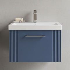 [BFPF394A] Belvide Partial Fluted 1 Drawer Wall Hung Vanity Unit with Mid-Edge 1 Tap Hole Ceramic Basin - Silo