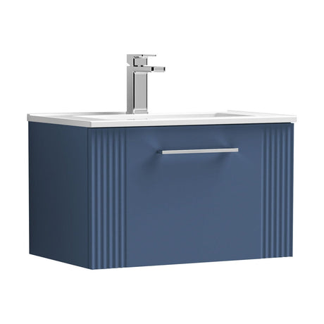 [BFPF394B] Belvide Retro Partial Fluted 1 Drawer Wall Hung Vanity Basin Unit with Minimalist Basin, Choice of Size and Colour - Cutout