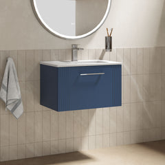 [BFPF394B] Belvide Retro Partial Fluted 1 Drawer Wall Hung Vanity Basin Unit with Minimalist Basin, Choice of Size and Colour