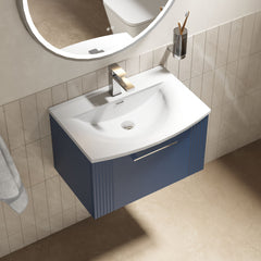 [BFPF394G] Belvide Retro Partial Fluted 1 Drawer Wall Hung Vanity Basin Unit with Curved Basin, Choice of Size and Colour - Lifestyle 2