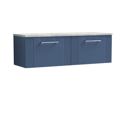 [BFPF394LBG2] Belvide Retro Partial Fluted 1 Drawer Wall Hung Vanity Unit with Bellato Grey Laminate Worktop, Choice of Colour - Cutout
