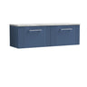 [BFPF394LBG2] Belvide Retro Partial Fluted 1 Drawer Wall Hung Vanity Unit with Bellato Grey Laminate Worktop, Choice of Colour - Cutout