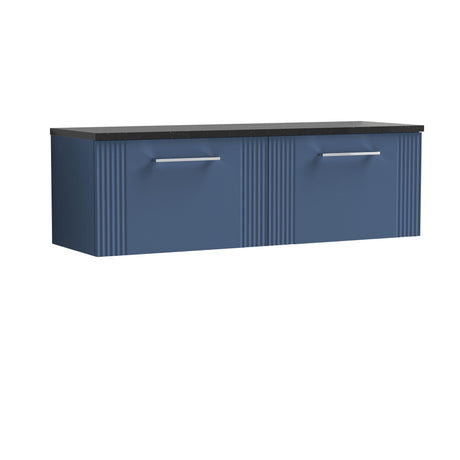 [BFPF394LSB2] Belvide Retro Partial Fluted 1 Drawer Wall Hung Vanity Unit with Sparkling Black Laminate Worktop, Choice of Colour - Cutout