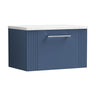 [BFPF394LSW] Belvide Retro Partial Fluted 1 Drawer Wall Hung Vanity Unit with Sparkling White Laminate Worktop, Choice of Size and Colour - Cutout