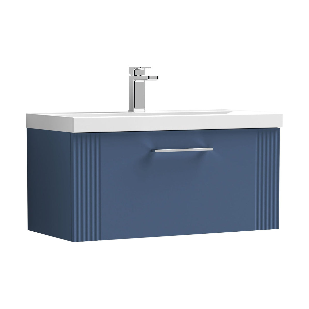 [BFPF396A] Belvide Partial Fluted 1 Drawer Wall Hung Vanity Unit with Mid-Edge 1 Tap Hole Ceramic Basin - Cutout
