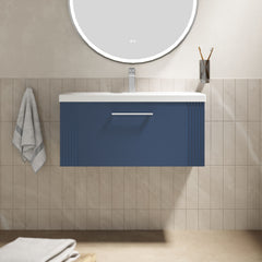 [BFPF396A] Belvide Partial Fluted 1 Drawer Wall Hung Vanity Unit with Mid-Edge 1 Tap Hole Ceramic Basin - Lifestyle 1