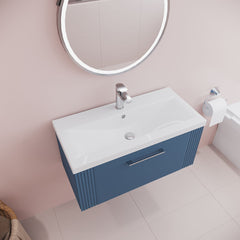 [BFPF396A] Belvide Partial Fluted 1 Drawer Wall Hung Vanity Unit with Mid-Edge 1 Tap Hole Ceramic Basin - Lifestyle 2