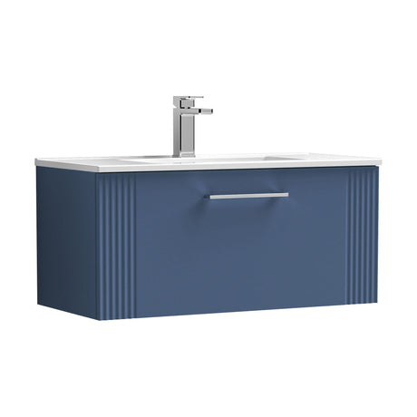[BFPF396B] Belvide Retro Partial Fluted 1 Drawer Wall Hung Vanity Basin Unit with Minimalist Basin, Choice of Size and Colour - Cutout