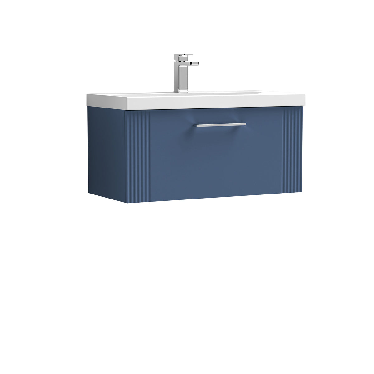 [BFPF396D] Belvide Retro Partial Fluted 1 Drawer Wall Hung Vanity Basin Unit with Thin-Edge Basin, Choice of Size and Colour - Cutout