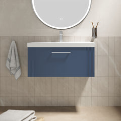 [BFPF396D] Belvide Retro Partial Fluted 1 Drawer Wall Hung Vanity Basin Unit with Thin-Edge Basin, Choice of Size and Colour - Lifestyle 1