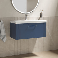 [BFPF396D] Belvide Retro Partial Fluted 1 Drawer Wall Hung Vanity Basin Unit with Thin-Edge Basin, Choice of Size and Colour - Lifestyle 3