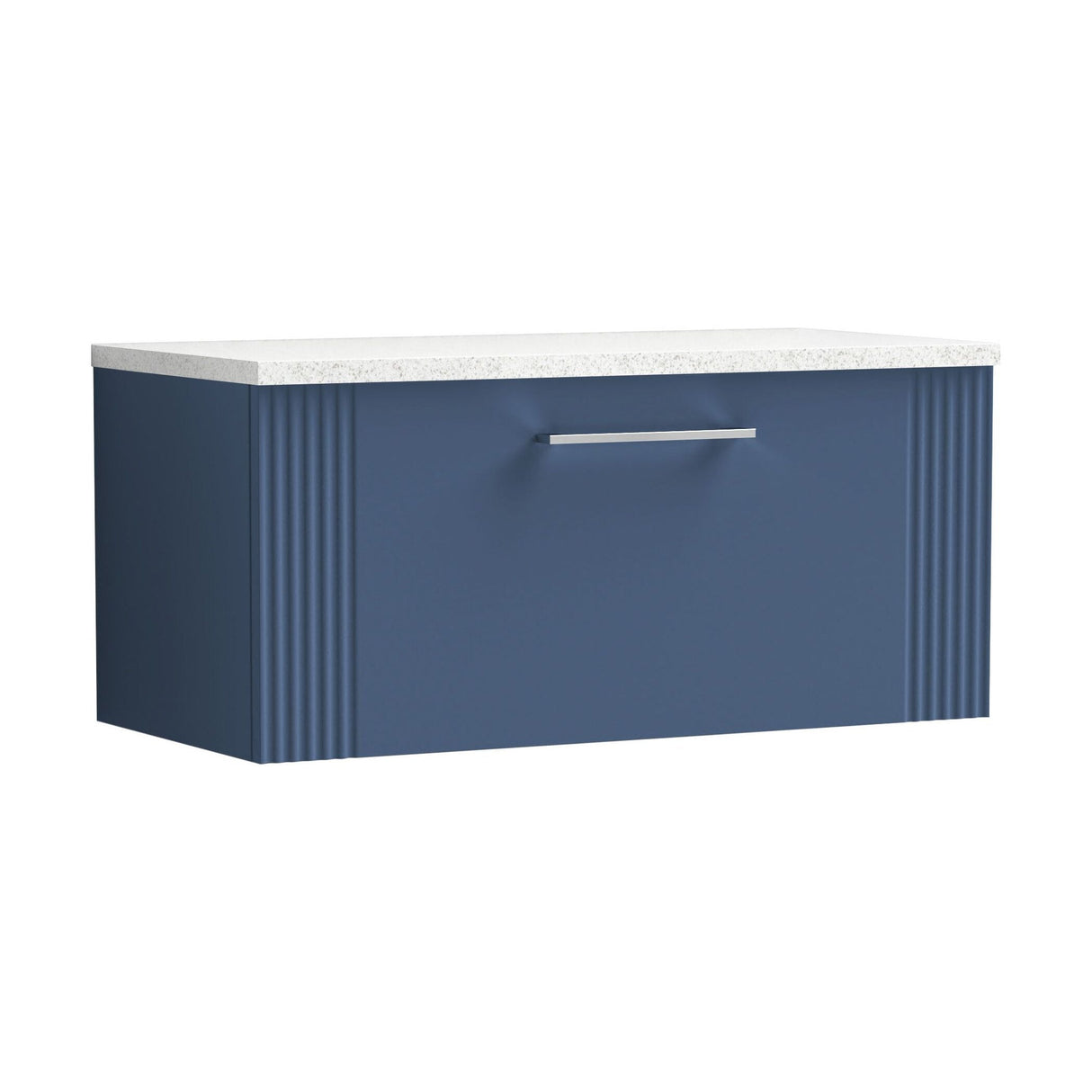 [BFPF396LSW] Belvide Retro Partial Fluted 1 Drawer Wall Hung Vanity Unit with Sparkling White Laminate Worktop, Choice of Size and Colour - Cutout