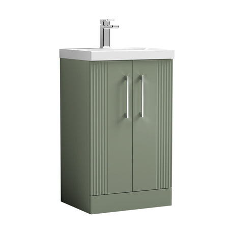[BFPF823A] Belvide Partial Fluted 2 Door Floor Standing Vanity Unit with Mid-Edge 1 Tap Hole Ceramic Basin - Cutout