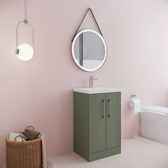 [BFPF823A] Belvide Partial Fluted 2 Door Floor Standing Vanity Unit with Mid-Edge 1 Tap Hole Ceramic Basin - Lifestyle 3