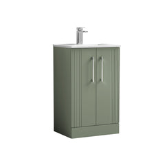 [BFPF823B] Belvide Retro Partial Fluted 2 Door Floor Standing Vanity Basin Unit with Minimalist Basin, Choice of Size and Colour - Cutout