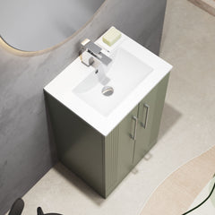 [BFPF823B] Belvide Retro Partial Fluted 2 Door Floor Standing Vanity Basin Unit with Minimalist Basin, Choice of Size and Colour - Lifestyle 2