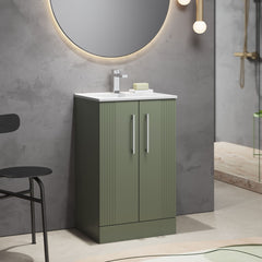 [BFPF823B] Belvide Retro Partial Fluted 2 Door Floor Standing Vanity Basin Unit with Minimalist Basin, Choice of Size and Colour - Lifestyle 3