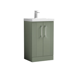 [BFPF823D] Belvide Retro Partial Fluted 2 Door Floor Standing Vanity Basin Unit with Thin-Edge Basin, Choice of Size and Colour - Cutout