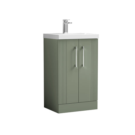 [BFPF823D] Belvide Retro Partial Fluted 2 Door Floor Standing Vanity Basin Unit with Thin-Edge Basin, Choice of Size and Colour - Cutout
