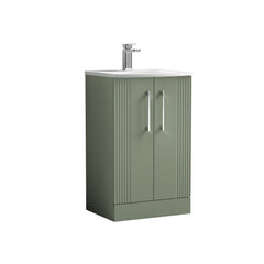 [BFPF823G] Belvide Retro Partial Fluted 2 Door Floor Standing Vanity Basin Unit with Curved Basin, Choice of Size and Colour - Cutout