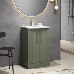 [BFPF823G] Belvide Retro Partial Fluted 2 Door Floor Standing Vanity Basin Unit with Curved Basin, Choice of Size and Colour - Lifestyle 3