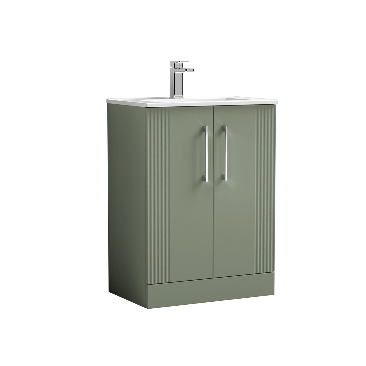 [BFPF825B] Belvide Retro Partial Fluted 2 Door Floor Standing Vanity Basin Unit with Minimalist Basin, Choice of Size and Colour - Cutout